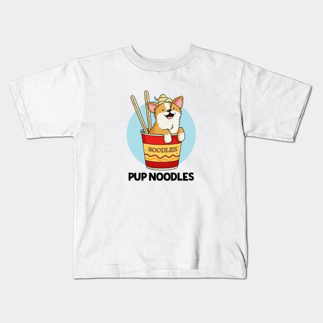 Pup Noodles Animal Pun Kids T-Shirt by punnybone
